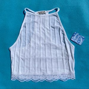 Free People white lace crop top